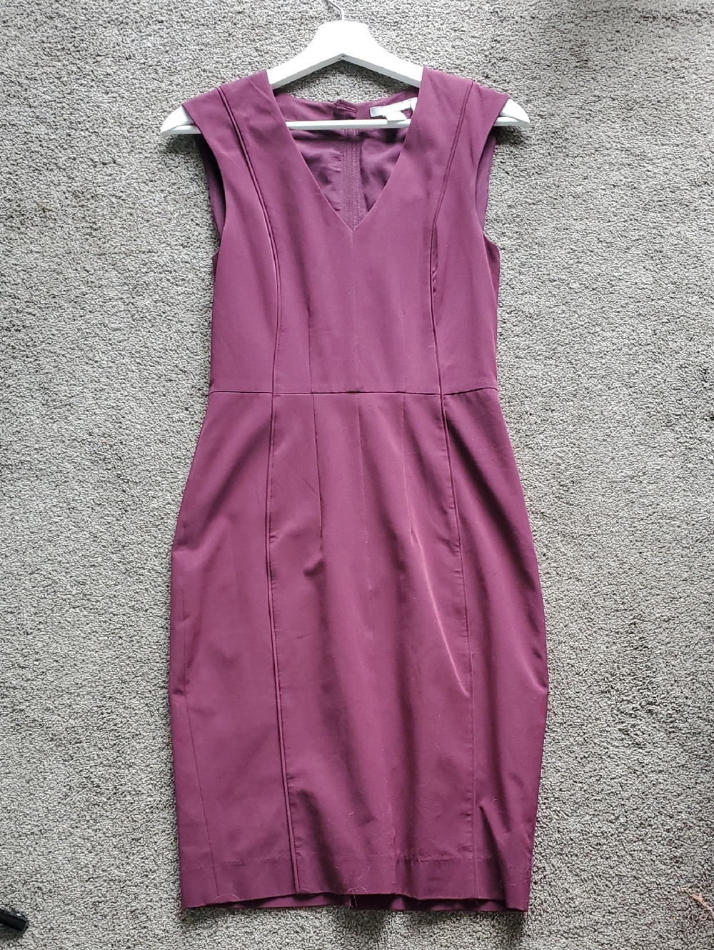 H&M Sleeveless V-Neck Sheath Dress in Plum